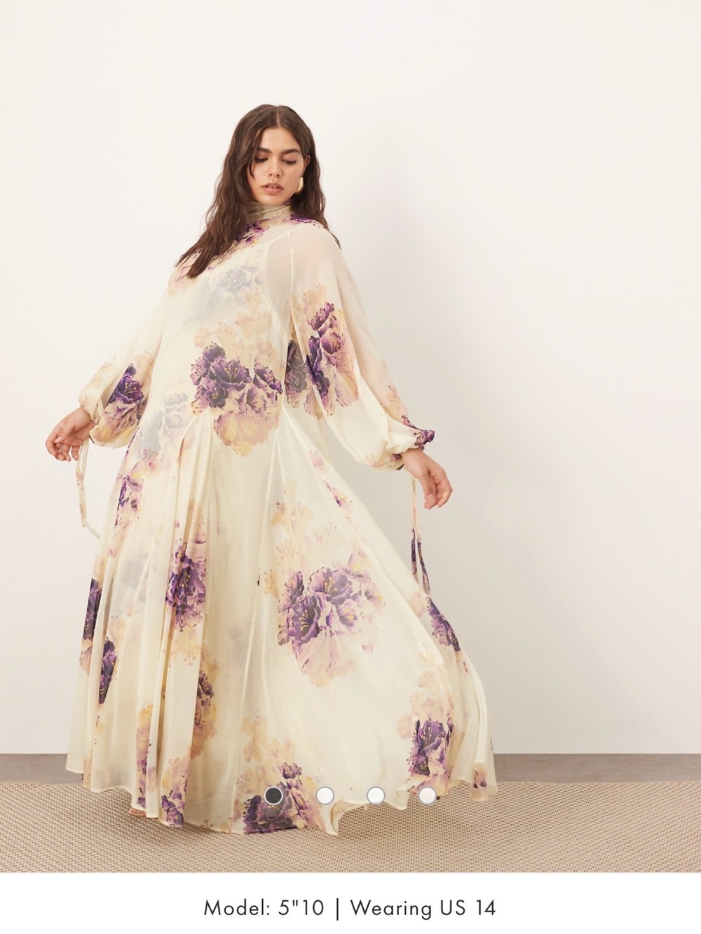 Romantic Purple Floral Sheer Maxi Dress - Women